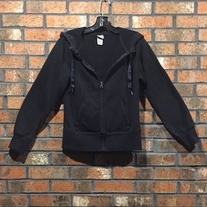 CHAMPION BLACK HOODED , ZIPPERED FRONT SWEATSHIRT JACKET